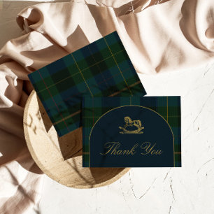 Dankjewel Klassieke Donkergroen + Blauw Plaid Bedankkaart