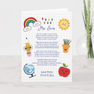 dankjewel leraar appreciatie regenboog wolk gedich kaart