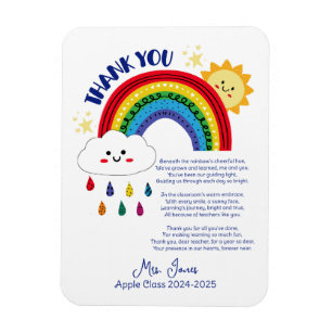 dankjewel leraar appreciatie regenboog wolk gedich magneet