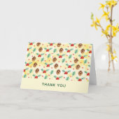 Dankjewel met kerstpatroon van dennenappels en hul kaart (Gele Bloem)