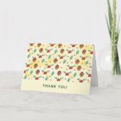 Dankjewel met kerstpatroon van dennenappels en hul kaart (Voorkant)