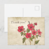 Dankjewel met Oude Roze Wilde Bloemen Briefkaart (Voorkant / Achterkant)