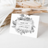 Dankjewel met vintage zwart-witte bloemen bedankkaart