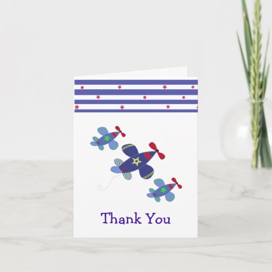 Dankjewel met vliegend vliegtuig bedankkaart (Voorkant)