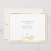 DANKJEWEL moderne turquoise blauwe gouden schrijfs Bedankkaart (Achterkant)