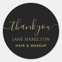 Dankjewel Monogram Zwart Goud Ronde Sticker