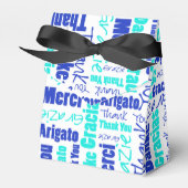 Dankjewel Multilingual Woordcollage Blauw Turkoois Bedankdoosjes (Voorkant Zijde)