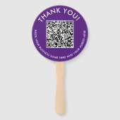 Dankjewel Paarse Witte Website Promo QR Code Foto Handwaaier (Voorkant)