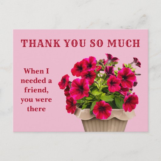 Dankjewel Roze Bloemkaart Briefkaart (Voorkant)