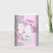 Dankjewel Roze Grijs Witte Kant Bedankkaart (Voorkant)