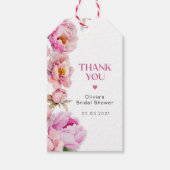 Dankjewel roze pioen bruidsdouche cadeaulabel (Voorkant)