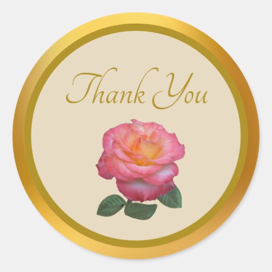 Dankjewel Roze Roos Sticker (Voorkant)