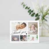 Dankjewel Script Baby Geboorte Aankondiging Briefkaart (Staand voorkant)