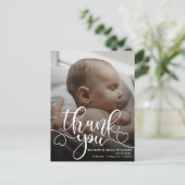 Dankjewel script baby geboorteaankondiging kaart (Staand voorkant)