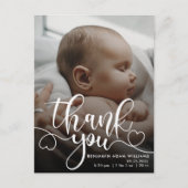 Dankjewel script baby geboorteaankondiging kaart (Voorkant)