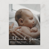 Dankjewel script baby geboorteaankondiging kaart (Voorkant)