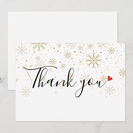 Dankjewel Script Kerstvakantie Sneeuwvlokken Kaart (Voorkant / Achterkant)