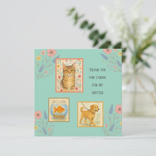 Dankjewel Speelse Petsitter Waardering Kaart (Staand voorkant)