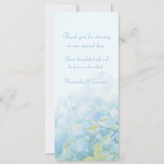 Dankjewel trouwfoto hydrangea kaart (Achterkant)