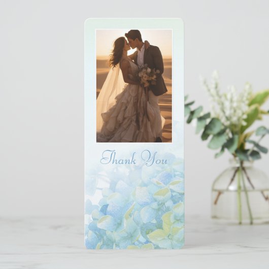 Dankjewel trouwfoto hydrangea kaart (Staand voorkant)