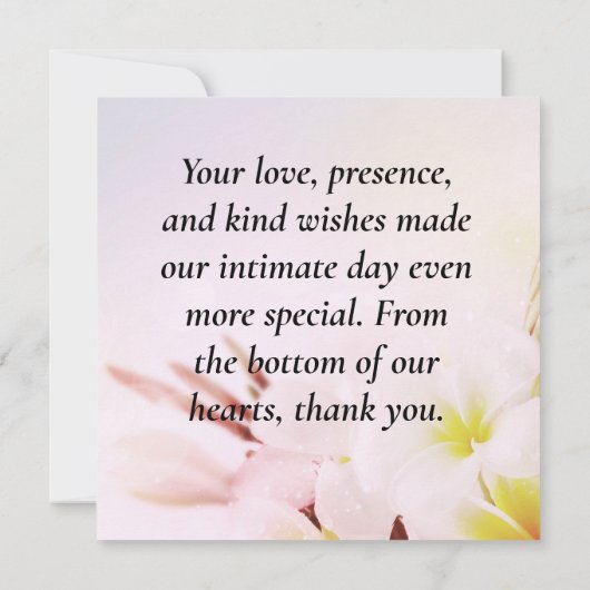 Dankjewel van onze microbruiloft, bloemige elegant bedankkaart (Achterkant)