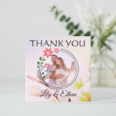 Dankjewel van onze microbruiloft, bloemrijke elega bedankkaart (Staand voorkant)