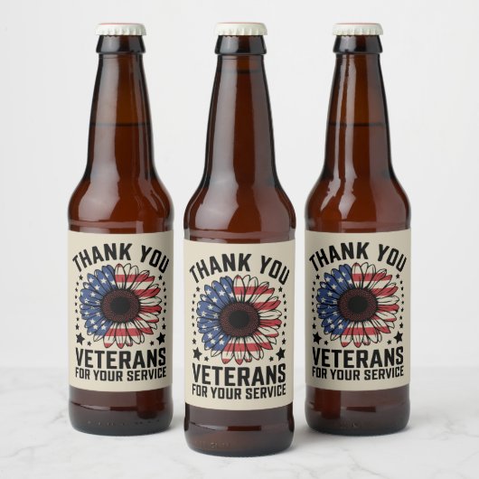 Dankjewel Veteranen Zonnebloem Militaire Veteranen Bier Etiket (Flessen)