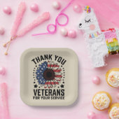 Dankjewel Veteranen Zonnebloem Militaire Veteranen Papieren Bordje (Feest)