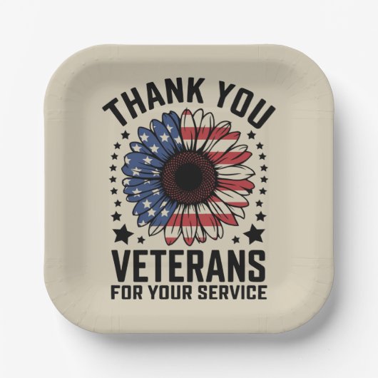 Dankjewel Veteranen Zonnebloem Militaire Veteranen Papieren Bordje (Voorkant)