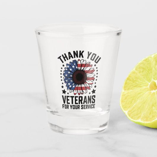 Dankjewel Veteranen Zonnebloem Militaire Veteranen Shot Glas (Voorkant)