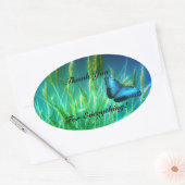 Dankjewel, vlinder ovale sticker (Envelop)