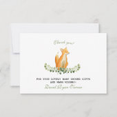 Dankjewel voor de babyborrel voor jongen Zoete Vos Bedankkaart (Voorkant)