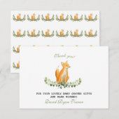 Dankjewel voor de babyborrel voor jongen Zoete Vos Bedankkaart (Voorkant / Achterkant)