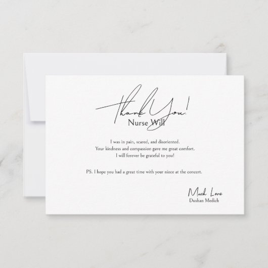 Dankjewel voor een verpleegster bedankkaart (Voorkant)
