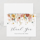 Dankjewel voor Vintage Bloem Bruidsfeest Bedankkaart (Voorkant / Achterkant)