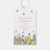 Dankjewel voor zomerbloemen en vlinders cadeaulabel (Achterkant)