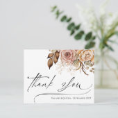 Dankjewel Watercolor Boho Bloem Postkaart (Staand voorkant)