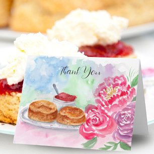 Dankjewel Waterverf Scones Met Pioenrozen Kaart