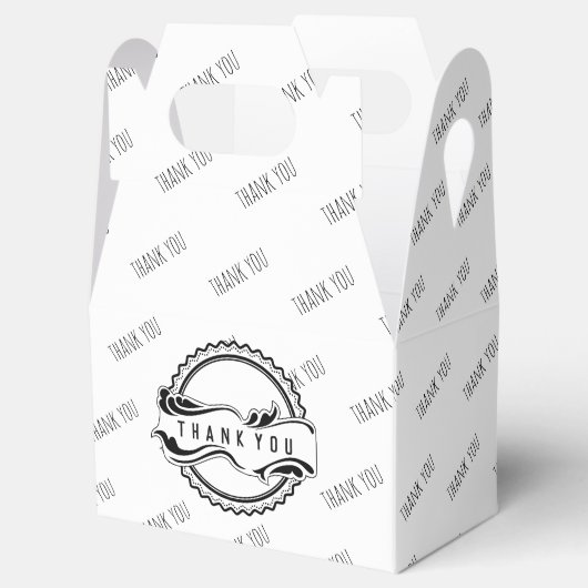 Dankjewel zegel en bloeiende afhaaldoos bedankdoosjes (Geopend)