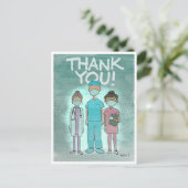 Dankjewel zorgmedewerkers ansichtkaart briefkaart (Staand voorkant)