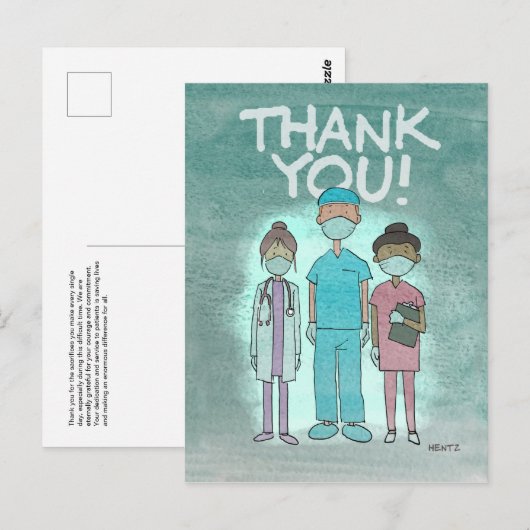 Dankjewel Zorgverleners Briefkaart (Voorkant / Achterkant)