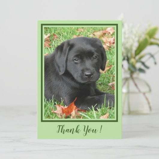 Dankjewel Zwarte Labrador Puppy - Schattigee herfs Bedankkaart (Staand voorkant)