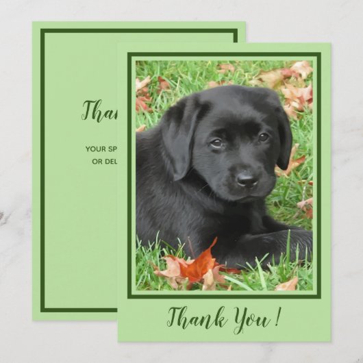 Dankjewel Zwarte Labrador Puppy - Schattigee herfs Bedankkaart (Voorkant / Achterkant)