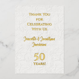Dankjewelbrief 50ste verjaardag Goud  Folie Uitnodiging