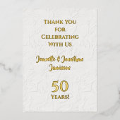 Dankjewelbrief 50ste verjaardag Goud  Folie Uitnodiging (Voorkant)