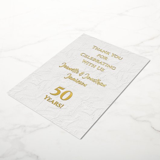 Dankjewelbrief 50ste verjaardag Goud  Folie Uitnodiging (Gedraaid)