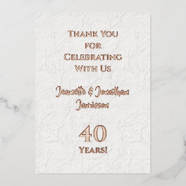 Dankjewelkaart elk huwelijksjubileum roze goud folie uitnodiging