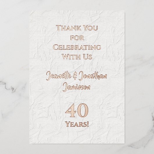 Dankjewelkaart elk huwelijksjubileum roze goud folie uitnodiging (Voorkant)