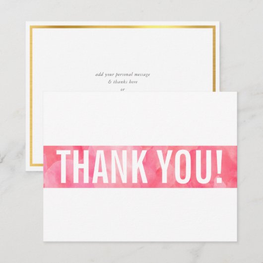 DANKJEWELKAART moderne strakke blok koraal roze go Bedankkaart (Voorkant / Achterkant)
