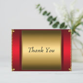 Dankjewelkaart Rood Goud Bedankt (Staand voorkant)